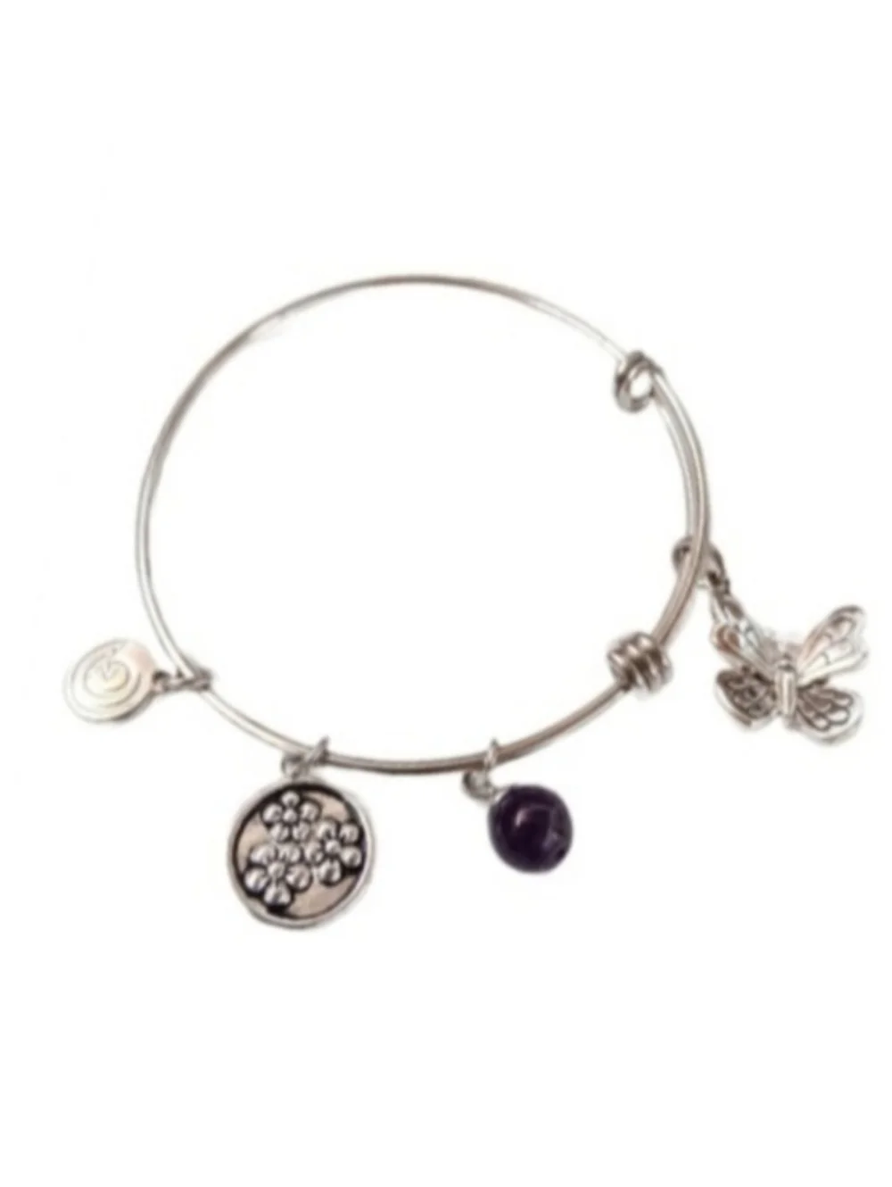 Love This Life Butterfly Charm Bangle Bracelet | EUC | Stainless Steel